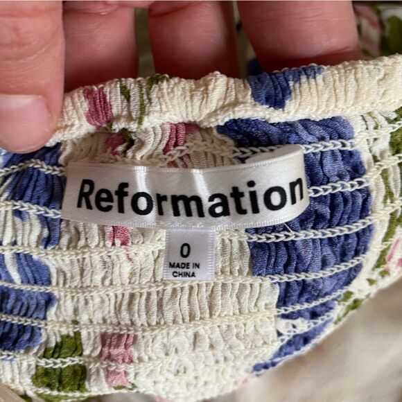 Reformation Riya Cutout Floral Print Midi Dress Sz 0 - Picture 5 of 6